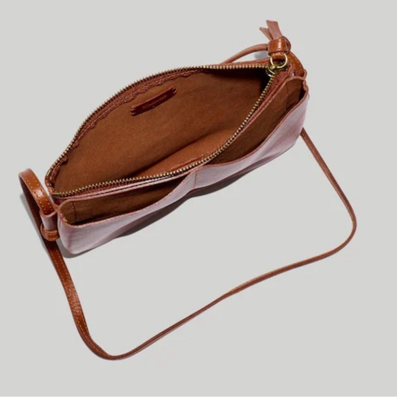 Madewell The Knotted Brown Leather Crossbody Purse Pockets Slim Classic Bag Zip - Picture 2 of 12